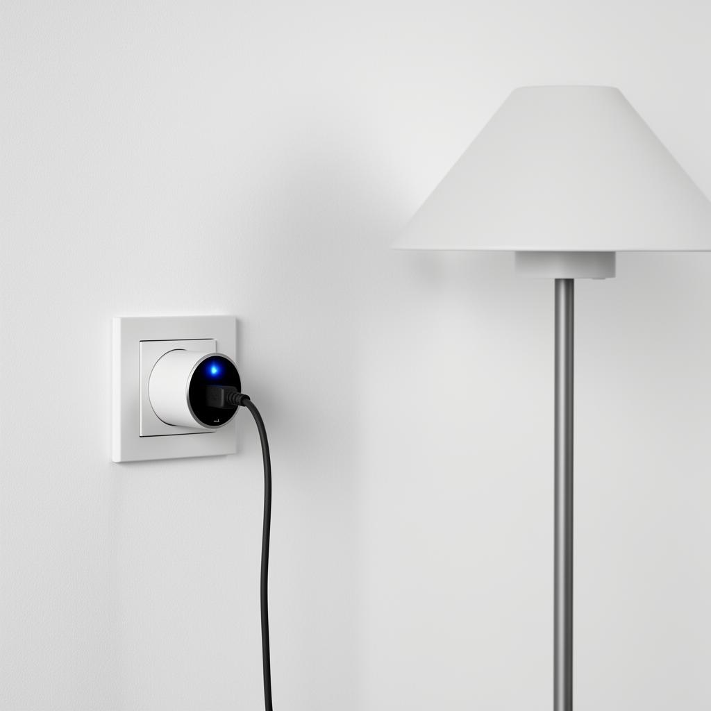 Smart stik i stikkontakt med lampe tilsluttet